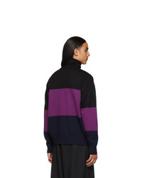 schwarzer Strick Wollrollkragenpullover von Dries Van Noten