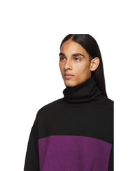 schwarzer Strick Wollrollkragenpullover von Dries Van Noten