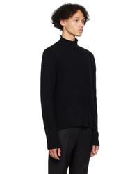 schwarzer Strick Wollrollkragenpullover von Filippa K