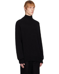 schwarzer Strick Wollrollkragenpullover von Margaret Howell