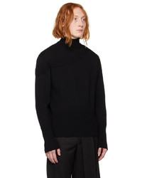 schwarzer Strick Wollrollkragenpullover von Steven Passaro