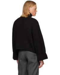 schwarzer Strick Wollrollkragenpullover von Rito Structure