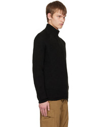 schwarzer Strick Wollrollkragenpullover von C.P. Company