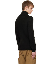 schwarzer Strick Wollrollkragenpullover von C.P. Company