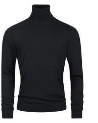 schwarzer Strick Wollrollkragenpullover von Kronstadt