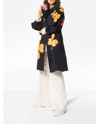 schwarzer Trenchcoat mit Blumenmuster von Simone Rocha