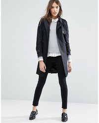 schwarzer Trenchcoat von Jack Wills