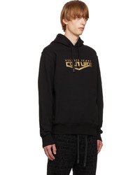 schwarzer und goldener bedruckter Pullover mit einem Kapuze von VERSACE JEANS COUTURE