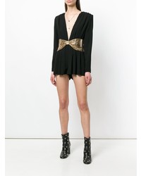 schwarzer und goldener kurzer Jumpsuit von Saint Laurent