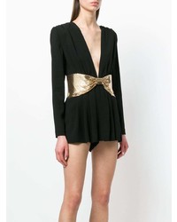 schwarzer und goldener kurzer Jumpsuit von Saint Laurent