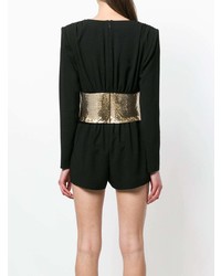 schwarzer und goldener kurzer Jumpsuit von Saint Laurent