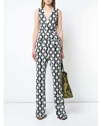 schwarzer und weißer bedruckter Jumpsuit von Dvf Diane Von Furstenberg