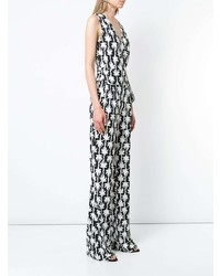 schwarzer und weißer bedruckter Jumpsuit von Dvf Diane Von Furstenberg