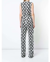 schwarzer und weißer bedruckter Jumpsuit von Dvf Diane Von Furstenberg