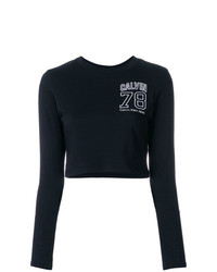 schwarzer und weißer bedruckter kurzer Pullover von Calvin Klein Jeans
