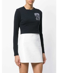 schwarzer und weißer bedruckter kurzer Pullover von Calvin Klein Jeans