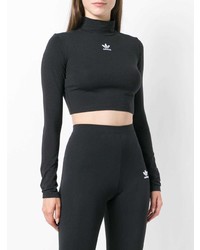 schwarzer und weißer bedruckter kurzer Pullover von adidas