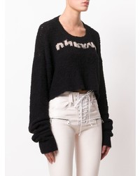 schwarzer und weißer bedruckter kurzer Pullover von Unravel Project