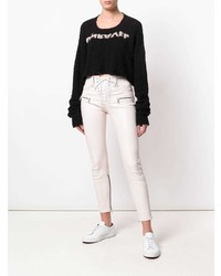 schwarzer und weißer bedruckter kurzer Pullover von Unravel Project