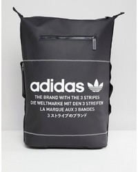 schwarzer und weißer bedruckter Leder Rucksack von adidas Originals