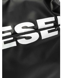schwarzer und weißer bedruckter Leder Rucksack von Diesel