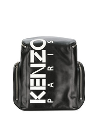 schwarzer und weißer bedruckter Leder Rucksack von Kenzo