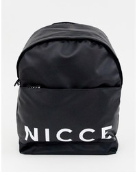 schwarzer und weißer bedruckter Leder Rucksack von Nicce London