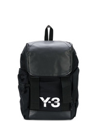 schwarzer und weißer bedruckter Leder Rucksack von Y-3