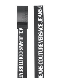 schwarzer und weißer bedruckter Ledergürtel von VERSACE JEANS COUTURE
