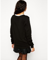 schwarzer und weißer bedruckter Oversize Pullover von Asos