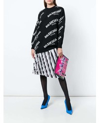 schwarzer und weißer bedruckter Oversize Pullover von Balenciaga