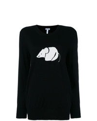 schwarzer und weißer bedruckter Oversize Pullover von Loewe