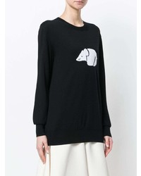 schwarzer und weißer bedruckter Oversize Pullover von Loewe