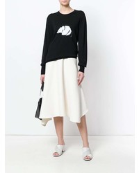 schwarzer und weißer bedruckter Oversize Pullover von Loewe