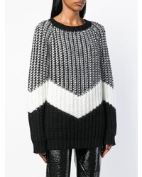 schwarzer und weißer bedruckter Oversize Pullover von Barbara Bui