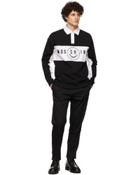 schwarzer und weißer bedruckter Polo Pullover von Moschino