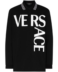 schwarzer und weißer bedruckter Polo Pullover von Versace