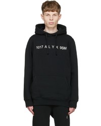 schwarzer und weißer bedruckter Pullover mit einem Kapuze von 1017 Alyx 9Sm