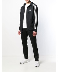 schwarzer und weißer bedruckter Pullover mit einem Kapuze von adidas