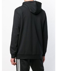 schwarzer und weißer bedruckter Pullover mit einem Kapuze von adidas