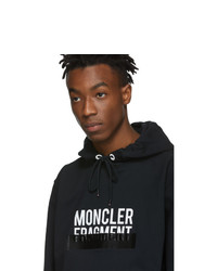 schwarzer und weißer bedruckter Pullover mit einem Kapuze von Moncler Genius