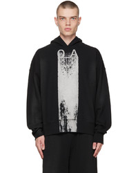 schwarzer und weißer bedruckter Pullover mit einem Kapuze von A-Cold-Wall*
