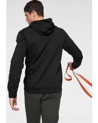 schwarzer und weißer bedruckter Pullover mit einem Kapuze von adidas