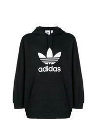 schwarzer und weißer bedruckter Pullover mit einem Kapuze von adidas