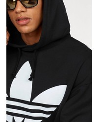 schwarzer und weißer bedruckter Pullover mit einem Kapuze von adidas Originals