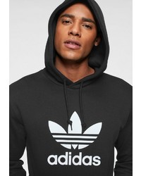 schwarzer und weißer bedruckter Pullover mit einem Kapuze von adidas Originals