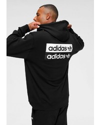 schwarzer und weißer bedruckter Pullover mit einem Kapuze von adidas Originals