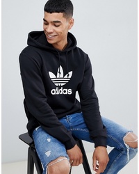 schwarzer und weißer bedruckter Pullover mit einem Kapuze von adidas Originals