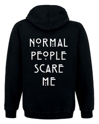 schwarzer und weißer bedruckter Pullover mit einem Kapuze von American Horror Story