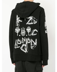 schwarzer und weißer bedruckter Pullover mit einem Kapuze von Ktz